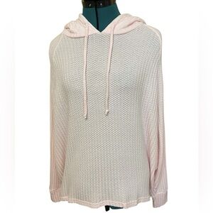 NWT Chaser Pale Pink Oversize Thermal Hoodie Raglan Sleeve Thermal Knit Top Sz M